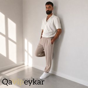شلوار کتان سیلک نیم بگ مردانه