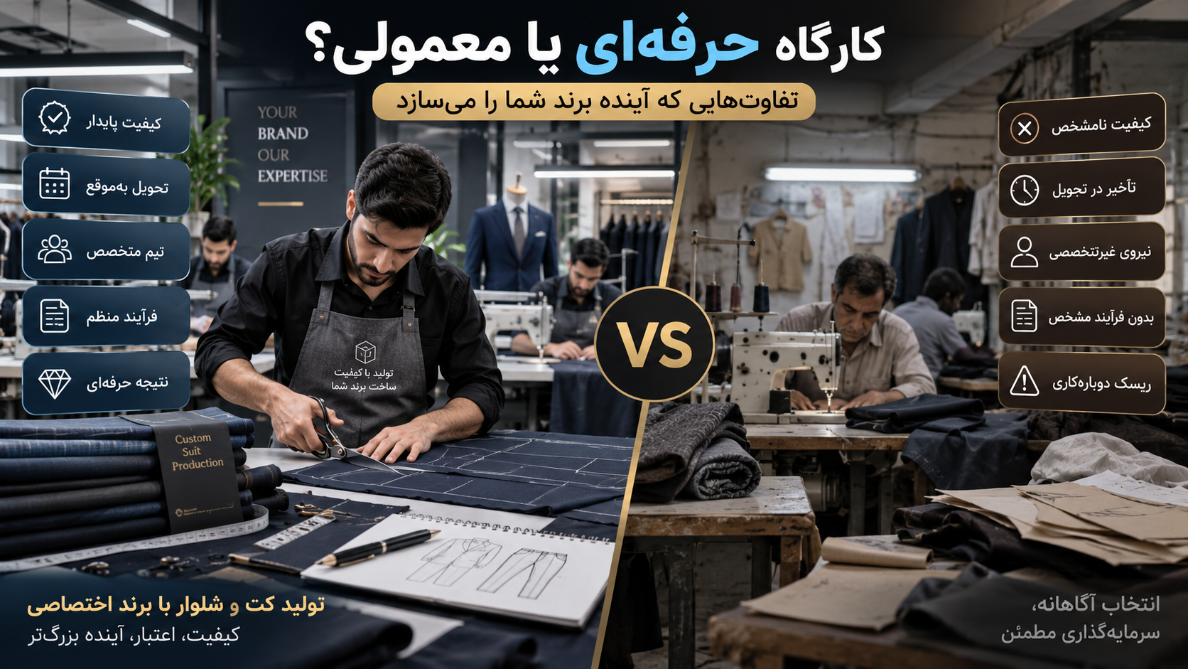 تولید کت و شلوار بابرند اختصاصی